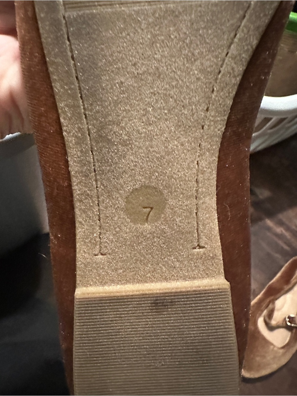 & Other Stories Golden Brown Velvet Mary Jane Flats - Picture 2 of 2